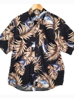 Cafe Luna Hawaiian Shirt Med Tropical Swordfish